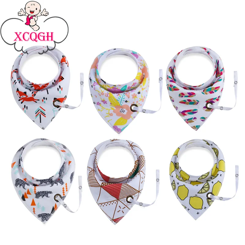 

XCQGH 2018 New Baby Bibs Burp Cloths Baberos Bavoir Easy to Carry Nipple with Rope Cartoon Infant baby Cotton Babador Bandana Bi