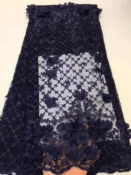 

Latest Green color african embroidered mesh lace fabric with beads high quality french 3d lace fabric for wedding
