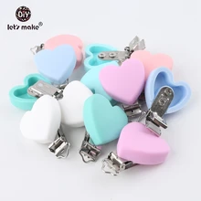 Let's make – Anneau de dentition en silicone pour bébé, 20 pièces,clips factices en forme de cœur pour artisanat, adaptateur, accessoires, 