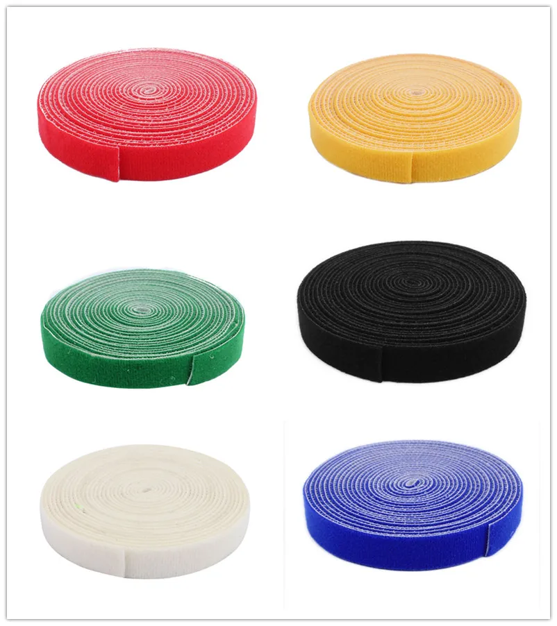 

1PCS 2cm Width 5m Long Green/Red/Yellow/Blue/White/Black Reusable Cable Ties Back To Back Sticky Tape Strip