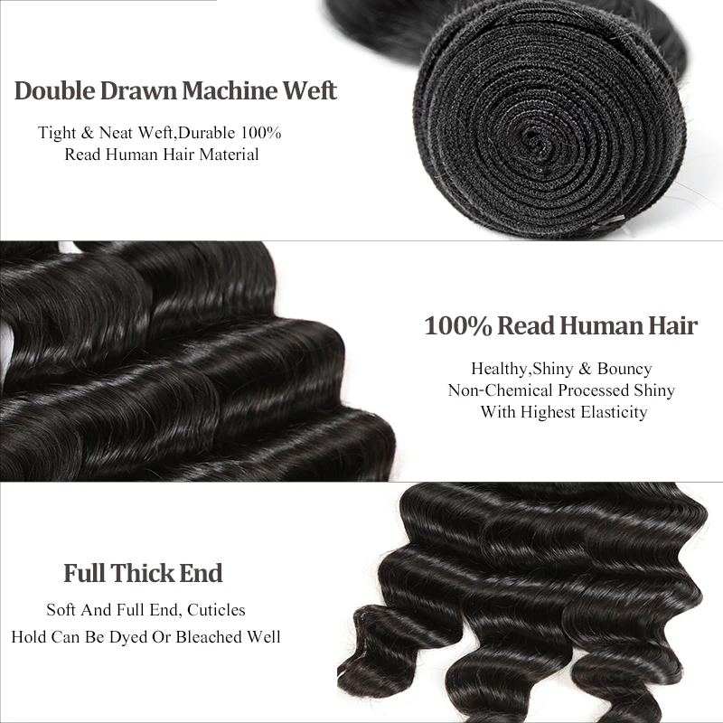 Ali Queen Hair 4 шт. перуанские пряди волос пучки свободные глубокие 100% человеческие