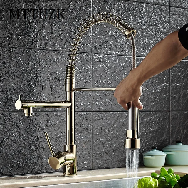 Best Price MTTUZK Spring Styl Kitchen Faucet With Pull Out Vessel Sink Mixer Tap Deck Mounted Kitchen Robinet Nickel/Chrome/Gold Faucet Best Price MTTUZK Spring Styl Kitchen Faucet With Pull Out Vessel Sink Mixer Tap Deck Mounted Kitchen Robinet Nickel/Chrome/Gold Faucet