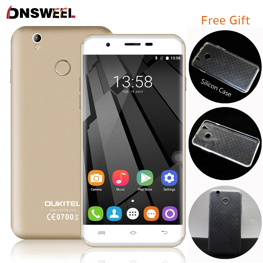 Free Silicon Case Oukitel U7 Plus 4G Cell Phone MT6737 Quad Core Fingerprint ID Smartphone 2G