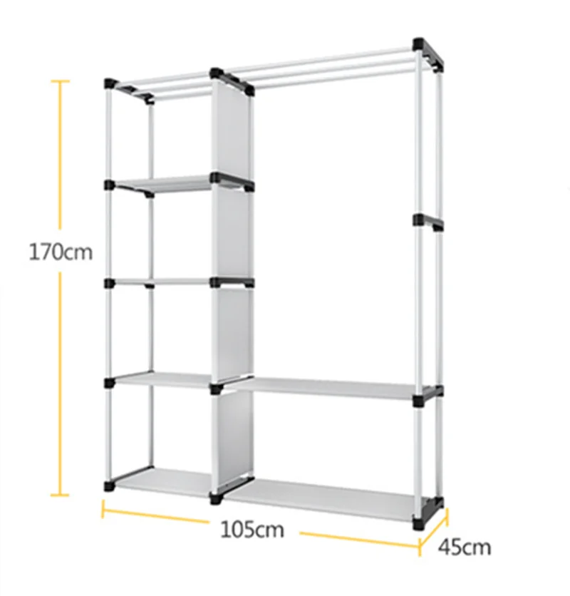 تصميم الأزياء DIY غير المنسوجة مكافحة الغبار عززت الصلب إطار سهلة التفكيك مزيج خزانة التخزين للطي YY-18