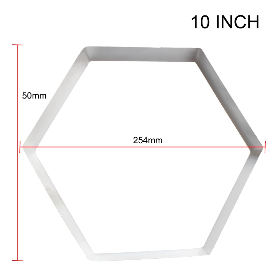 6 дюймов 8 дюймов 10 дюймов формочка из нержавеющей стали для торта Шестигранная форма серебряного формования мусс круг Формочки Для Выпечки - Цвет: 10 INCH