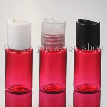 

Wholesale free shipping Red flat plastic empty cosmetic packaging travel bottles 10ml with disc top cap 100pc/lot