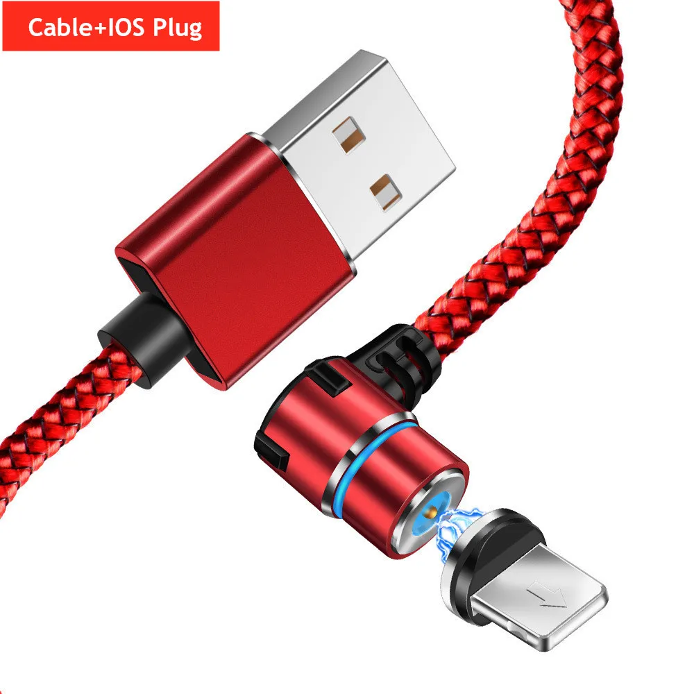 NiSi 90 градусов 1 м 3.28f Магнитный кабель для быстрой зарядки вращающийся на 360 градусов USB Магнитный зарядный кабель для телефона для смартфона - Цвет: 1M Red IOS Cable