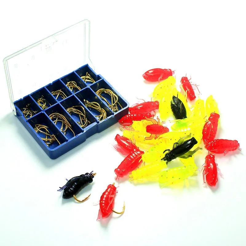 

Pesca Artificial Lure 100pcs insect 70pcs hooks Shad UL Fishing Worm Swimbaits Jig Head Soft Lure Fly Fishing Bait Fishing Lure