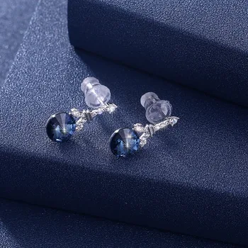 

2019 NEW Love Crystal from the simple tower Purple/blue/white color popular pure 925 sterling Silver Earrings SVE288