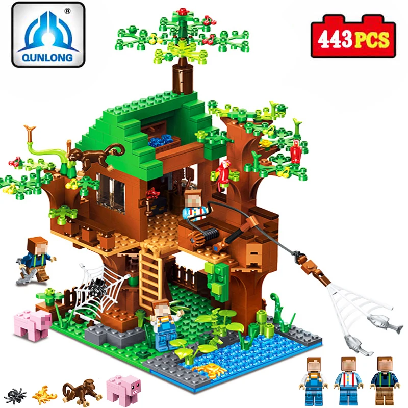 

443pcs Mine Craft Building Blocks Compatible city series DIY Tree House Fishing Bricks Island Enlighten Toys For Kids gifts