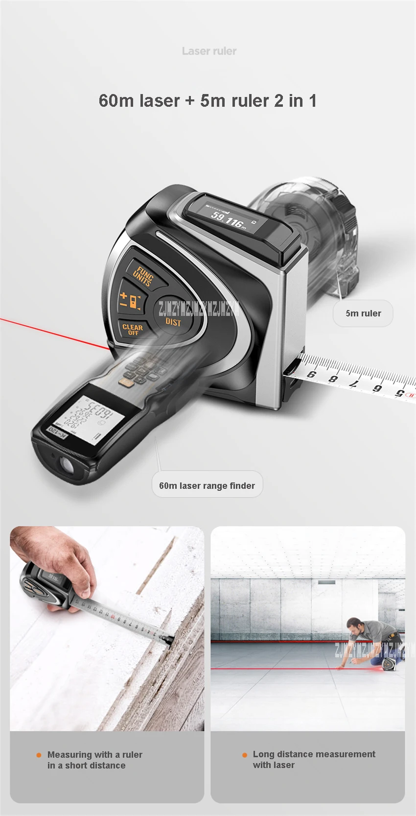 Высокая точность 60 м лазерный дальномер профессиональный инструмент измерения лазера ленты Перезаряжаемые лазерный дальномер правитель м/В/ft/в