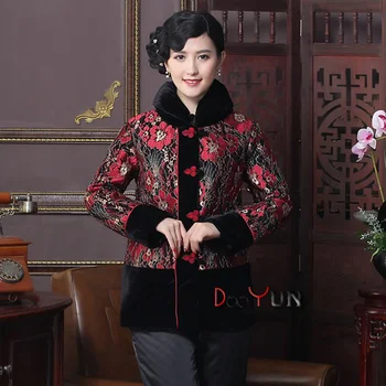 

Brand New Arrival Autumn Winter Chinese Traditional Women's Velour Collar Thin Wadded Jacket Coat L XL XXL 3XL MTJ20150066