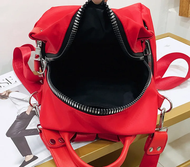 Модный нейлоновый женский красный рюкзак, женский рюкзак для отдыха и путешествий, рюкзаки для девочек-подростков, крутая школьная сумка контрастного цвета в консервативном стиле