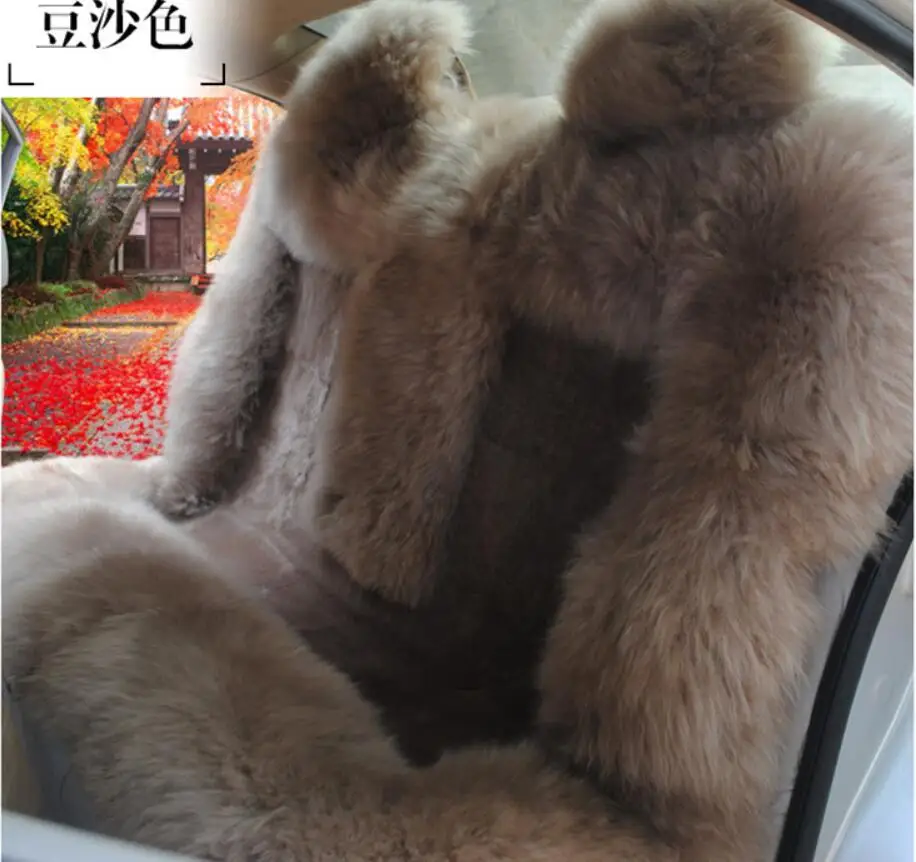 Натуральный мех, Австралийская овчина, чехол для автомобильных сидений с длинными волосами, универсальная подушка для автомобильных сидений, Меховой чехол для сидений - Название цвета: Rear seat Cayenne