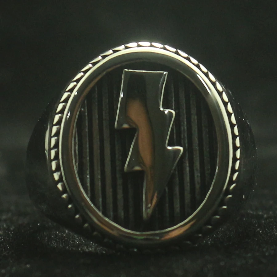 Mens Boys 316L Stainless Steel Cool Lightning Fashion Ring Newest 6