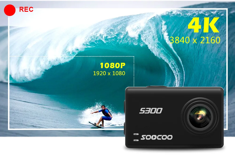 SOOCOO S300 Экшн-камера 2,3" сенсорный ЖК Hi3559V100+ IMX377 4 K 30fps 1080 P 120fps EIS Wifi 12MP удаленный внешний микрофон Спортивная камера