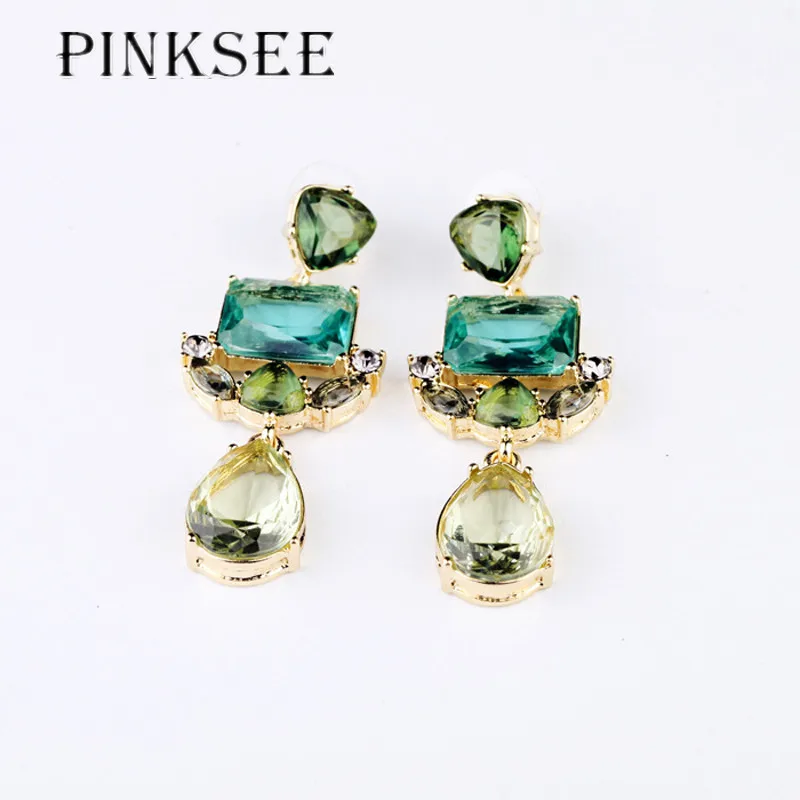 PINKSEE New RhinestoneTemperament Flower Earrings Long Lady Shiny Dangle Earring Jewelry Accessories | Украшения и аксессуары