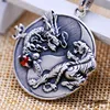 Colgante de plata S925 para hombre, medallón y colgante retro de Taiji Bagua, dragón blanco, tigre, Thai, Plata ► Foto 2/4