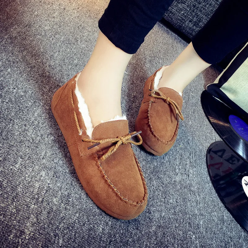 

LZJ 2018 Winter new plus velvet warm cotton shoes Korean flat casual shoes flat lazy shoes students peas cotton shoes plus size