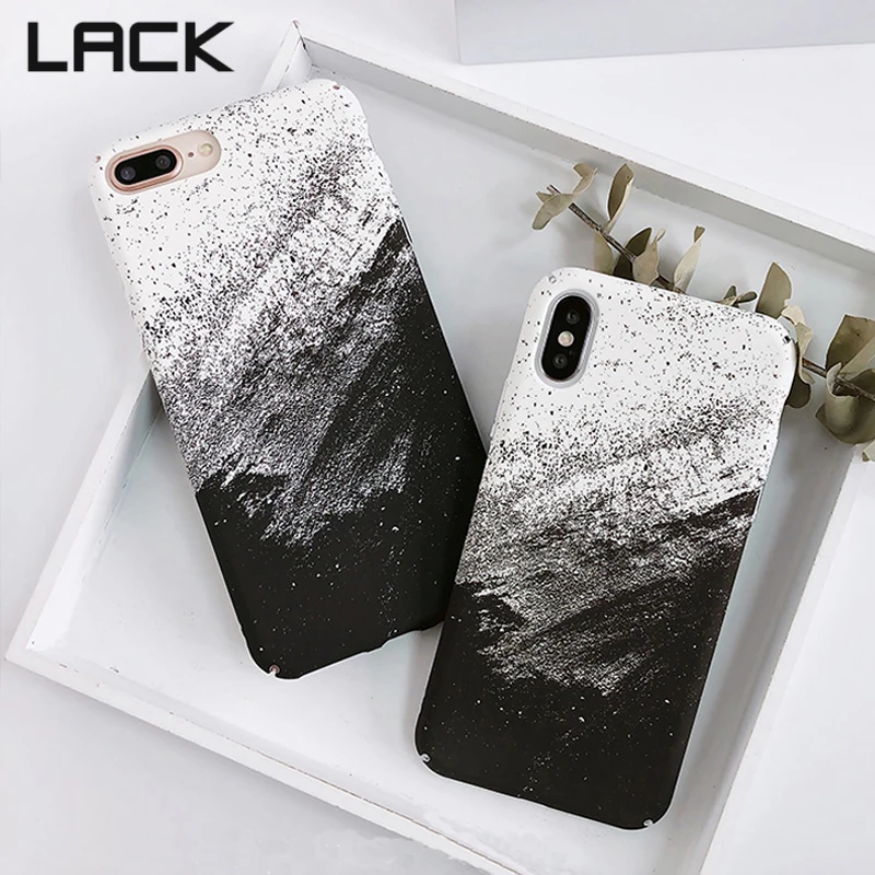 

LACK Retro Black White Gradient Phone Case For iphone X Graffiti Drawing Full Protection PC Back Cover For iphone 6 6S 7 8 Plus