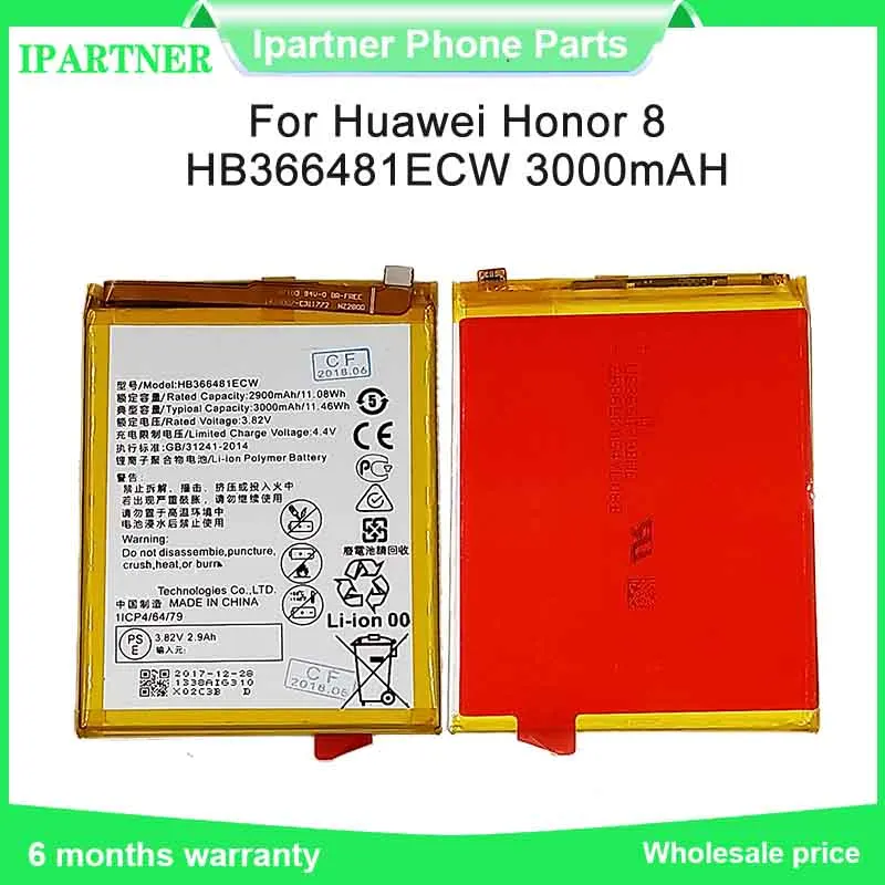

For Huawei HB366481ECW Honor 8 / Honor 8 Lite / Honor 5C Ascend P9 / P9 Lite / G9 Battery Rechargeable Li-ion Battery 3000mAh
