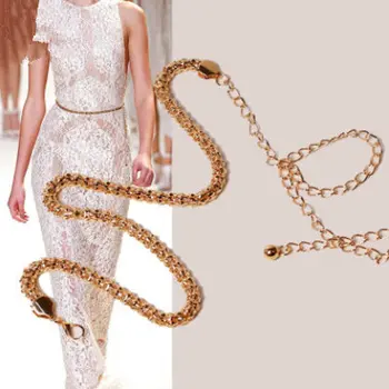 

Belts for Women Chain Stretchy Strap Elegant Waist Belt Metal Designer Belts Luxury Diamond Female Thin Waistband