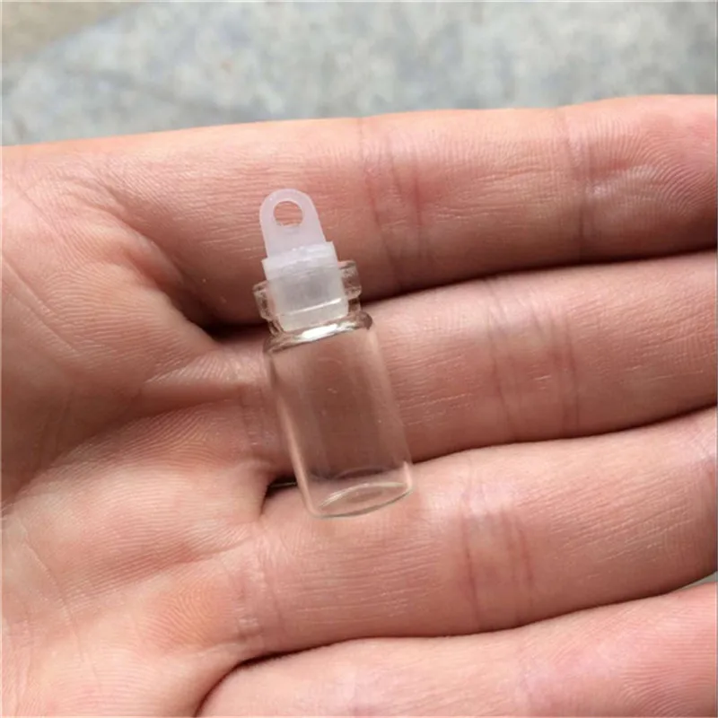 1ml Mini Glass Bottles Pendants With Cork or Plastic Stopper Small Bottle Decoration Crafts Vials Jars 100pcs