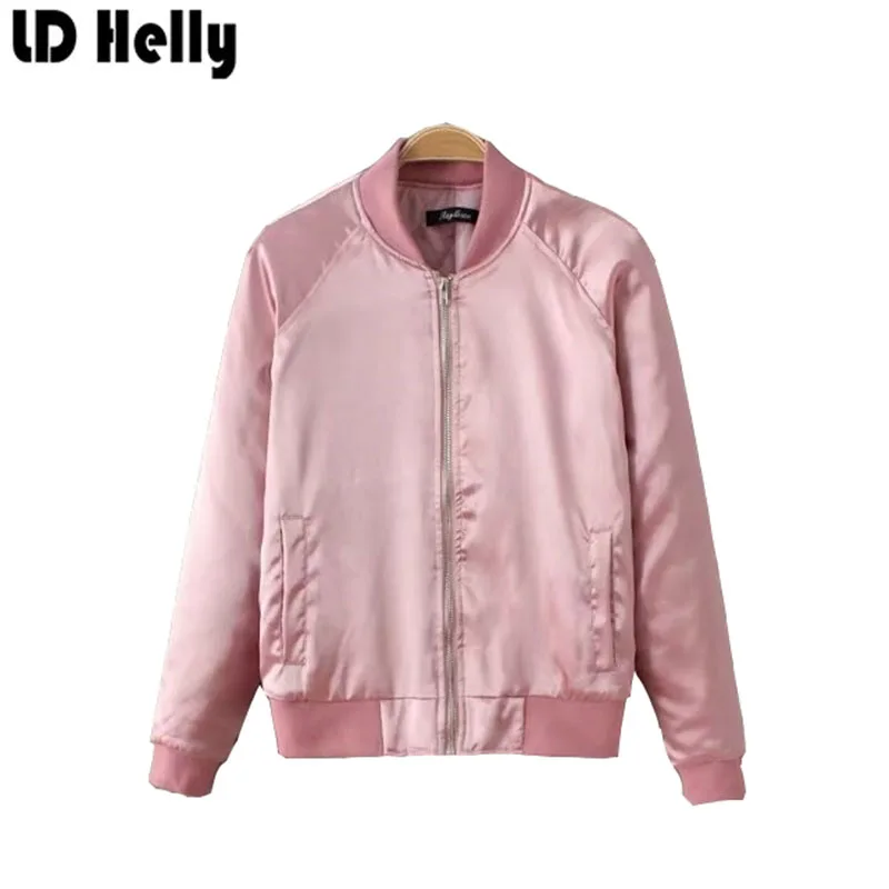2017 Autumn Flight Pink Black Bomber Jacket Para Mujer Long Sleeve Zipper Streetwear For Women's Coat Outwear Female Tops | Женская
