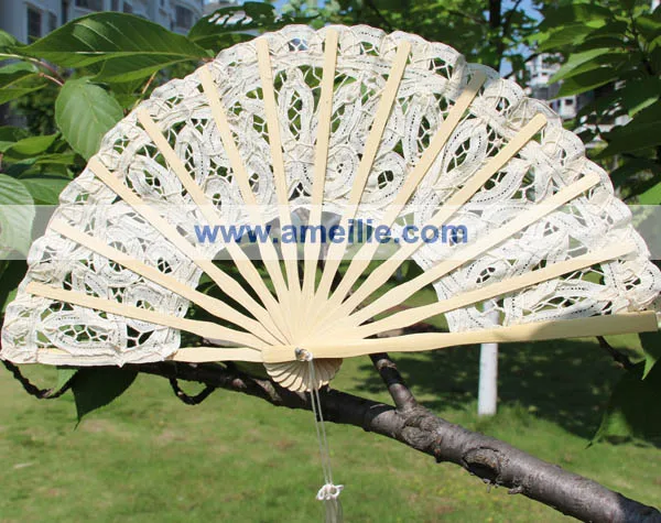 10pcs/lot Battenburg Lace Fan Adult Lace Fan for Wedding