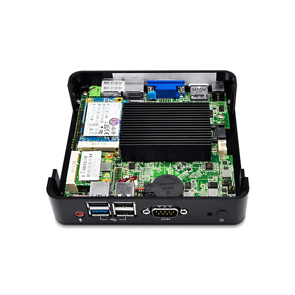  QOTOM Fanless Mini PC Q190S with BayTrail j1900 Processor Quad Core up to 2.42 GHz Dual LAN Mini PC
