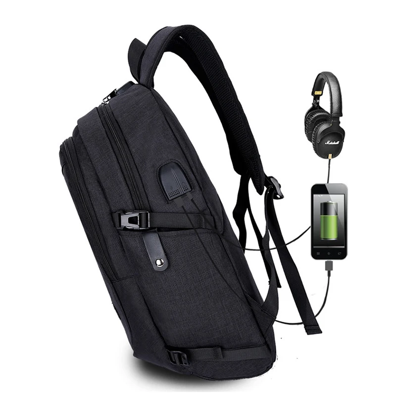 LUKATU Men USB Charging Backpack Anti Theft Password Locks Bag With Headphone Plug Business Travel Bag|backpack with|charging backpackmen backpack |