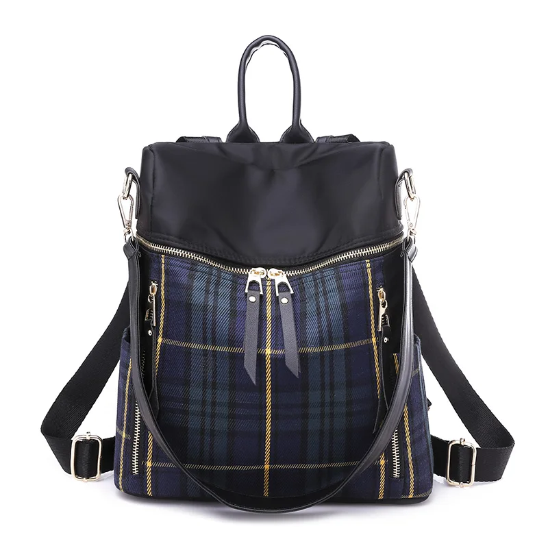 

Plaid Backpack For Women Bag Fashion Girl Colleague Student School Backpacks Soft Surface Multifunctional Shoulder Bag