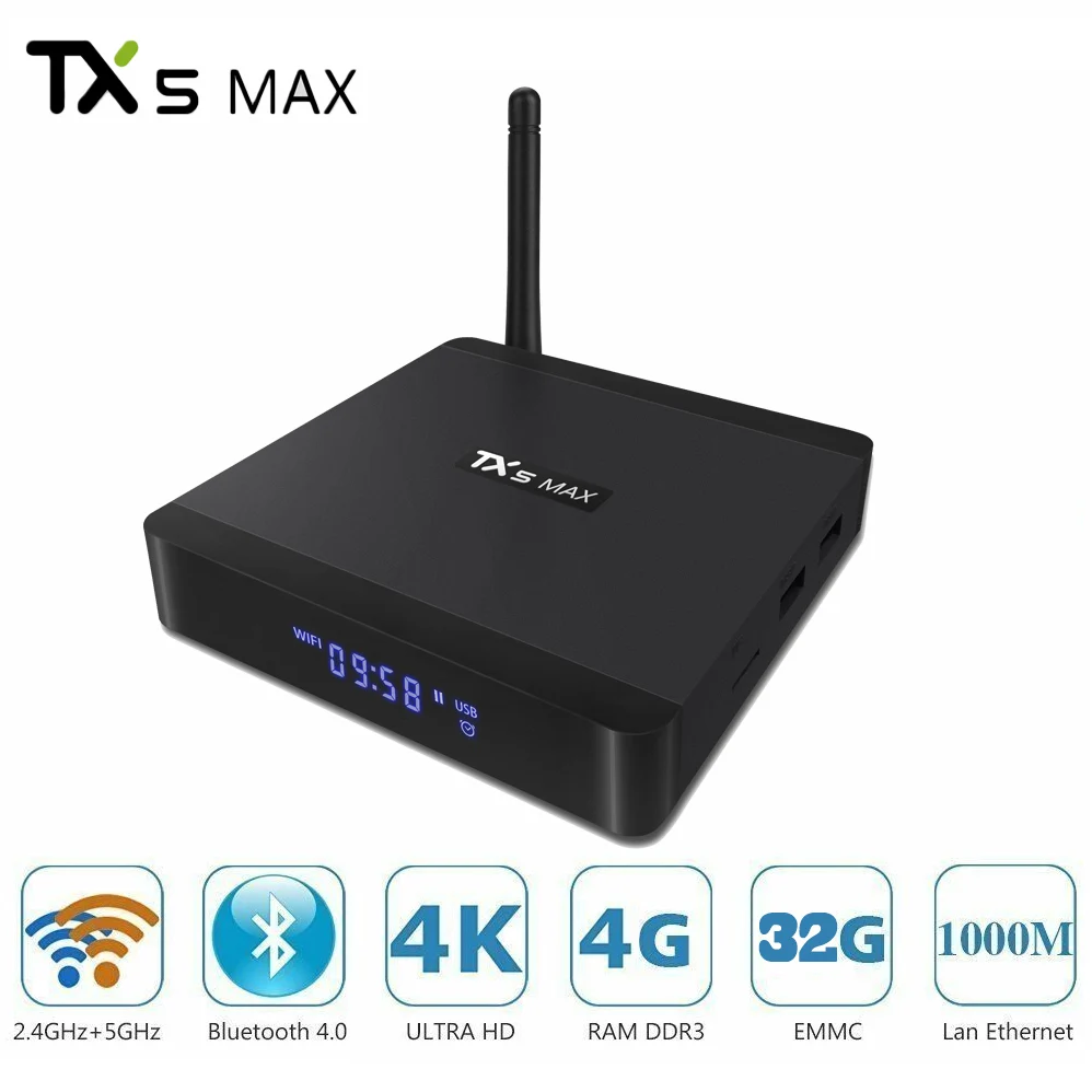 TX5 MAX Android 8 1 Смарт ТВ приставка DDR4 4 ГБ ОЗУ 32 Гб ПЗУ 2 г/5 г двойной WiFi 1000 м LAN Amlogic S905X2