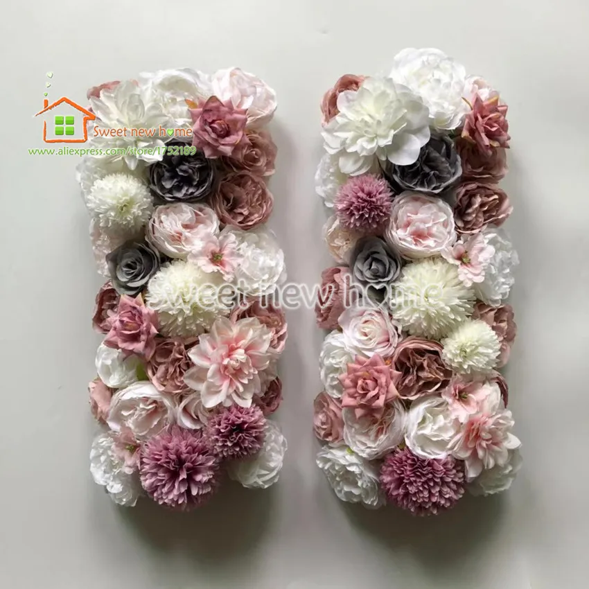 

High Quality Artificial Flower Wall Wedding Background New Dahlia Austin Rose Fake Flower Runner Plate Road Lead Home