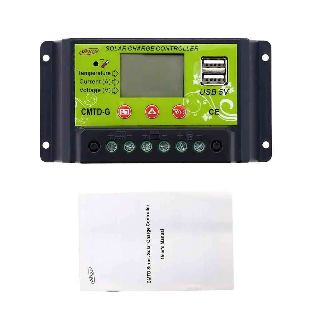 PWM 10A/20A Гибкий контроллер заряда солнечной панели 12 В 24 в ЖК дисплей USB 5 регулятор