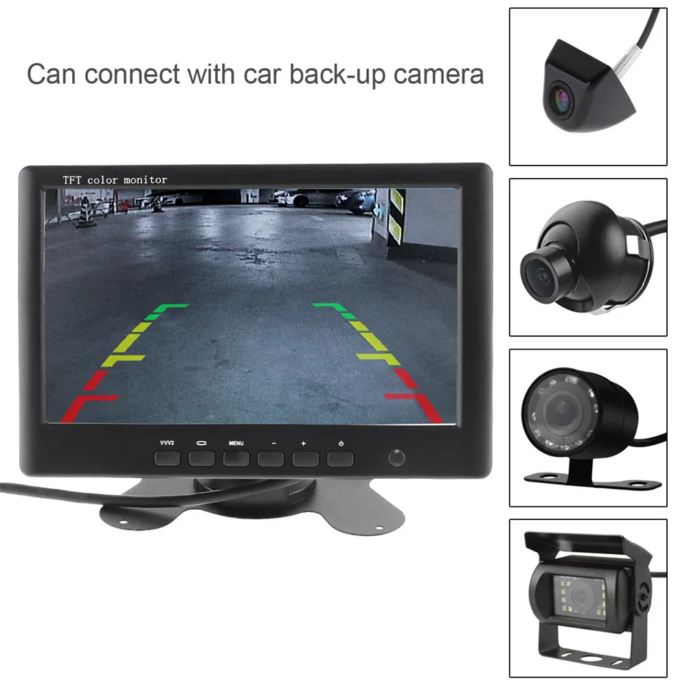  7 Inch TFT LCD Display HD Color Car Rear View monitor 2 Channels Video Input for Car Rear View Reve
