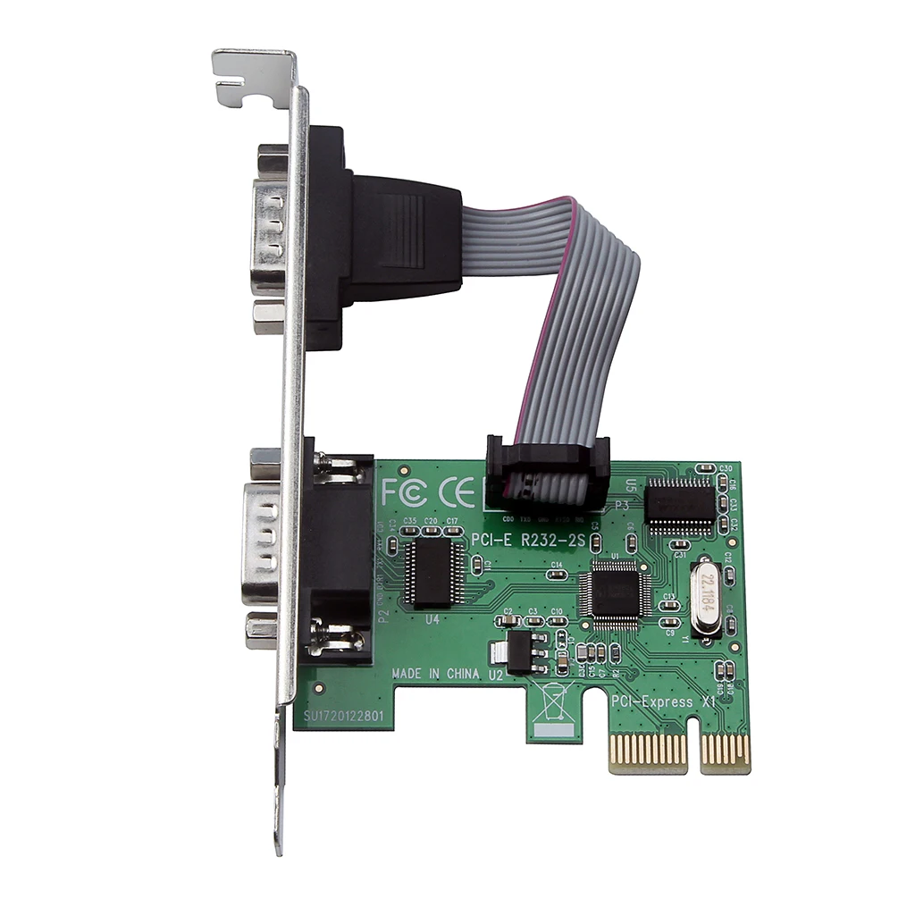  2 Port RS232 Serial Port to PCI-E PCI Express Riser Card Converter Adapter Extension Cable Adapter Converter 