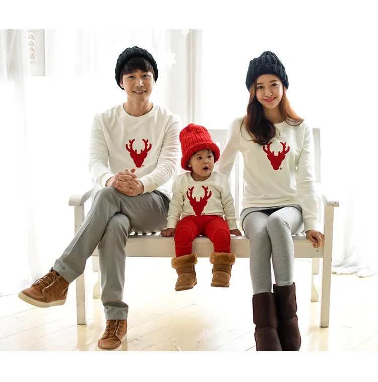 Рождественская семейная Одежда «Мама и я» с оленем одинаковые комплекты одежды для семьи футболка для мамы, дочки, папы и ребенка
