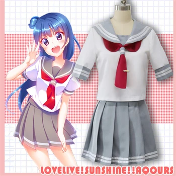 

Quality Japanese Anime Love Live Sunshine Cosplay Costume Takami Chika Girls Sailor Uniforms Love Live Aqours School Uniforms