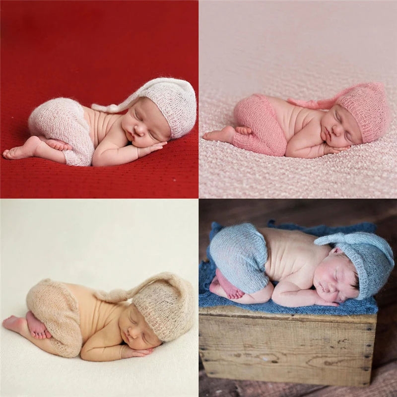 Мохеровая шапочка новорожденный реквизит для фотосъемки мохеровый новорожденный реквизит для фотосъемки шляпа для костюмов+ штаны комплект аксессуары для фотосессии для маленьких девочек