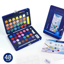 Профессиональная водная Цвета товары для рукоделия сплошной набор акварельных красок 12/18/24/36/48 Цвета Портативный кисть для рисования арт-арта