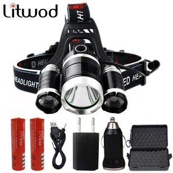 

Led Headlamp Head Lamp Light Chips Flashlight Torch 3 8000 Lm Xml 3xt6 Not Zoomable Yes Rechargerable Bulbs 2x 18650 Battery