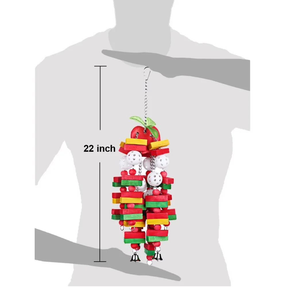Домашнее животное молярное времяпрепровождение игрушка деревянный попугай любимые разноцветные безопасные и безвкусные попугай укус птица игрушка банан яблоко большая связка