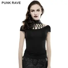 2016 Fashion Novelty New Punk Rock Gothic steampunk Sexy t shirt summer cotton brand quality visual kei top T4