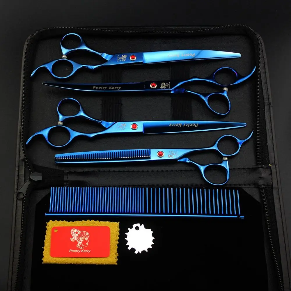 

Poetry Kerry Professional Pet Grooming Scissors Set 7.0 8.0 Inch Dog Grooming Shears Hair Cutting Thinning Curved Scissors