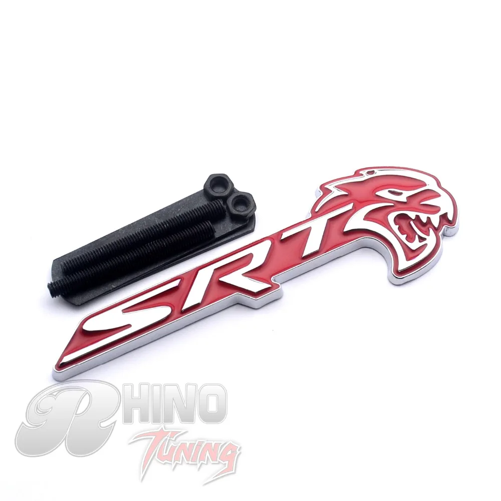 金属フードボンネットエンブレム グリル グリル赤バッジ車オート srt ヘルキャット ヘッド フィット口径十字砲火火力バイパー ネオン
