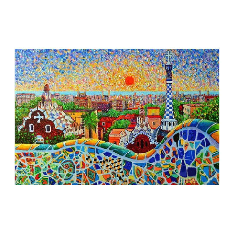 5D DIY Diamond Painting Spain Sunrise Embroidery Full Square Diamond Cross Stitch Rhinestone Mosaic Painting Home Decor Gift