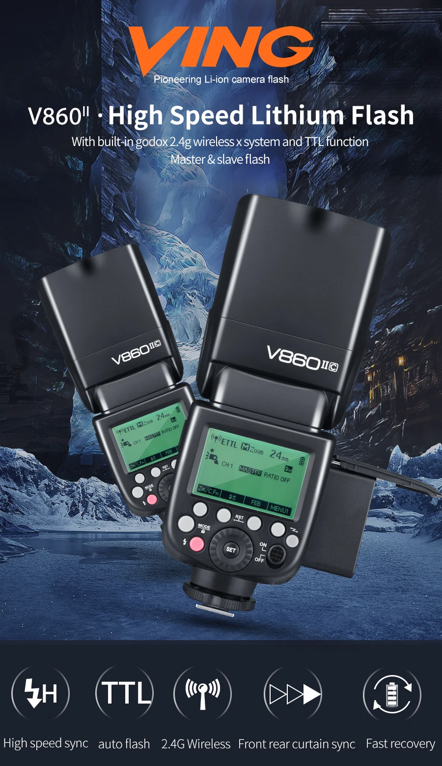 Godox V860II-C V860II-N V860II-S V860II-F V860II-O HSS ttl Вспышка Speedlite+ Xpro передатчик для цифровой зеркальной камеры Canon Nikon sony Fuji Olympus