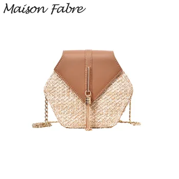 

Maison Fabre bag women Straw crossbody bag chain Tassel Vintage shoulder bag strap handles 2020 Summer ladies small Handbag