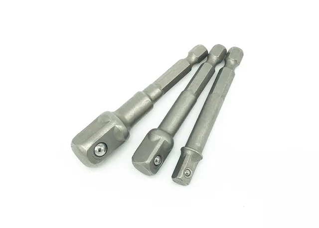 Milda Portable 3pcs Socket Adapter Set Turn Square Head Hexagonal Metal Driver Drill Bits 1/4 3/8 1/2 Electrical Drilling Heads